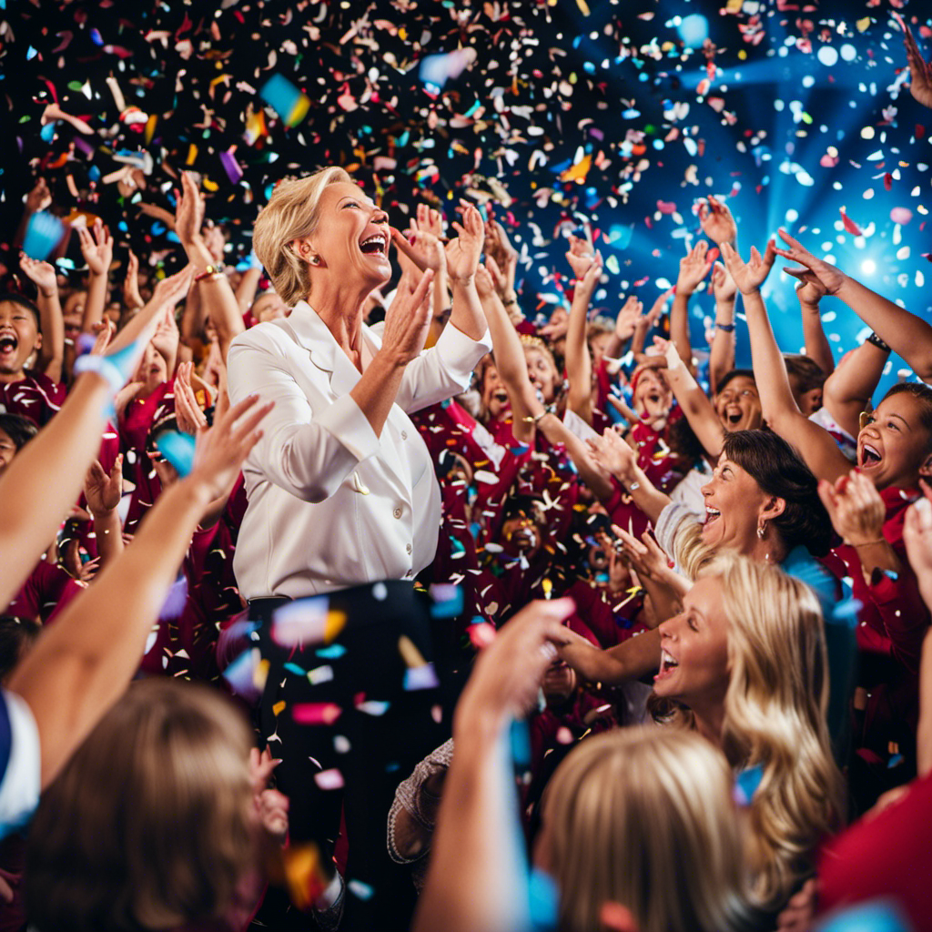 An image that showcases the joyous moment of a Norwegian Cruise Line's Giving Joy Winner, an exceptional teacher, being recognized