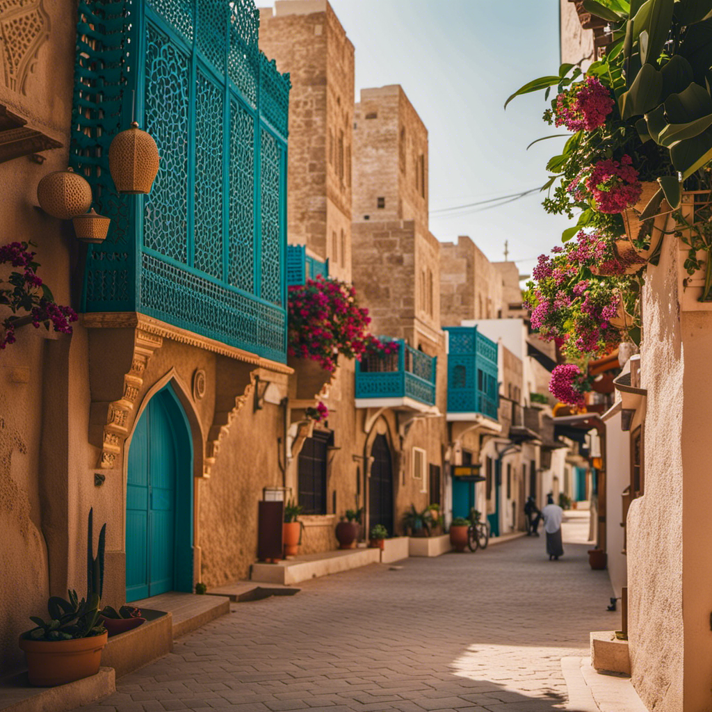 the timeless allure of Jeddah and Yanbu: A vibrant medley of intricate coral stone architecture, meandering souks brimming with spices, and turquoise shores caressed by golden sands