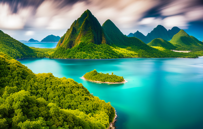 An image showcasing the vibrant turquoise waters surrounding Saint Lucia's picturesque coastline, with a luxurious cruise ship anchored nearby, as visitors indulge in thrilling water activities and explore the island's lush rainforests and iconic Pitons