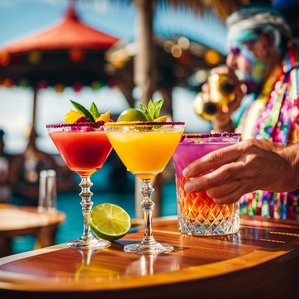 An image featuring two passionate mixologists shaking vibrant, handcrafted cocktails on a sun-kissed deck