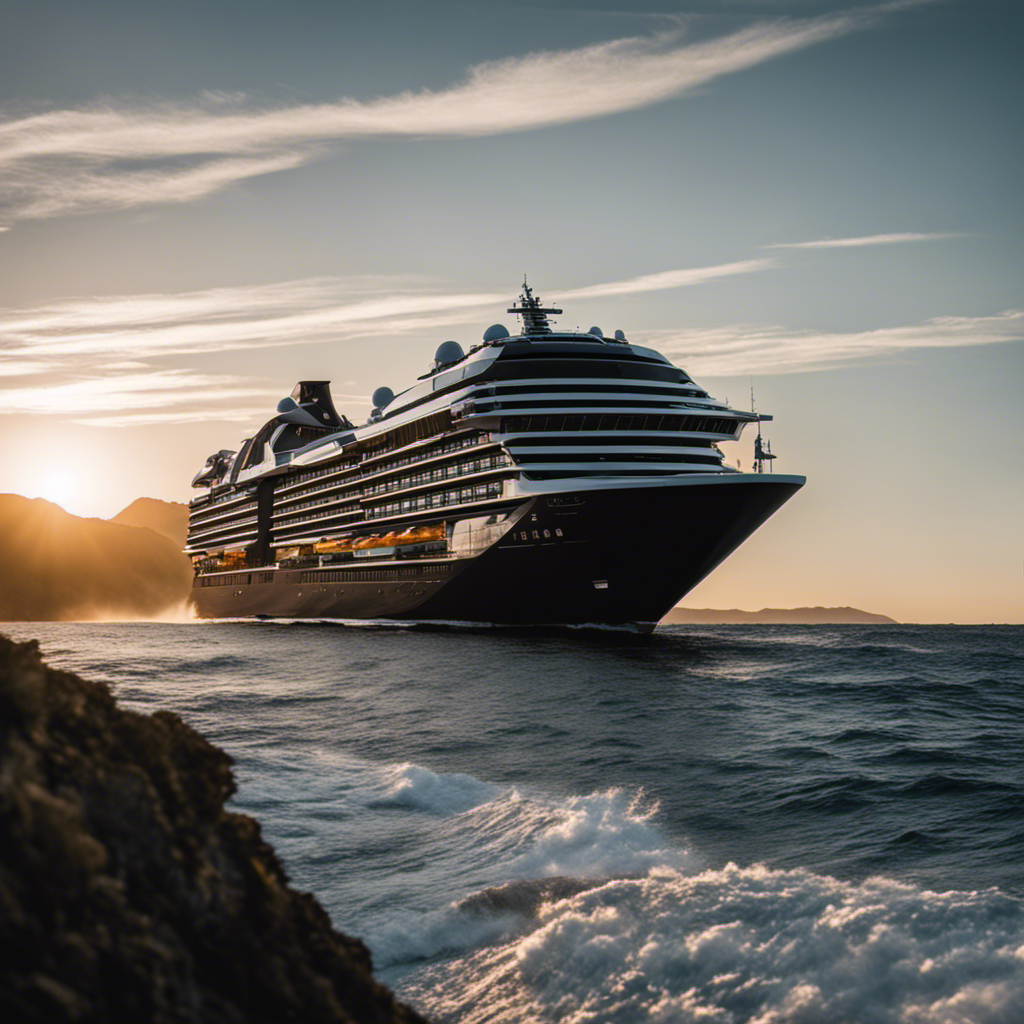 An image showcasing Scenic Eclipse, a luxurious cruise ship, sailing against Australia's stunning backdrop