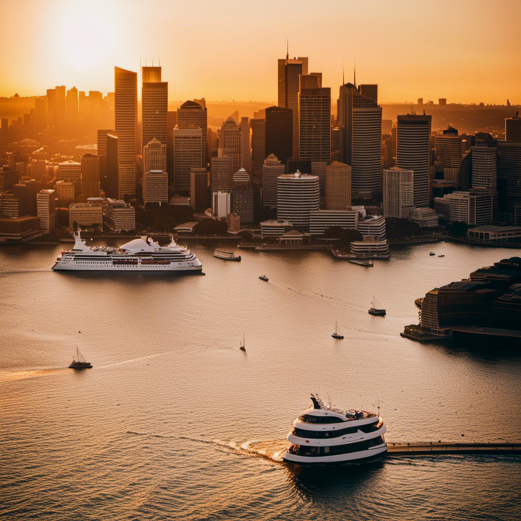 An image of a vibrant sunset casting a warm golden glow over Sydney Harbour