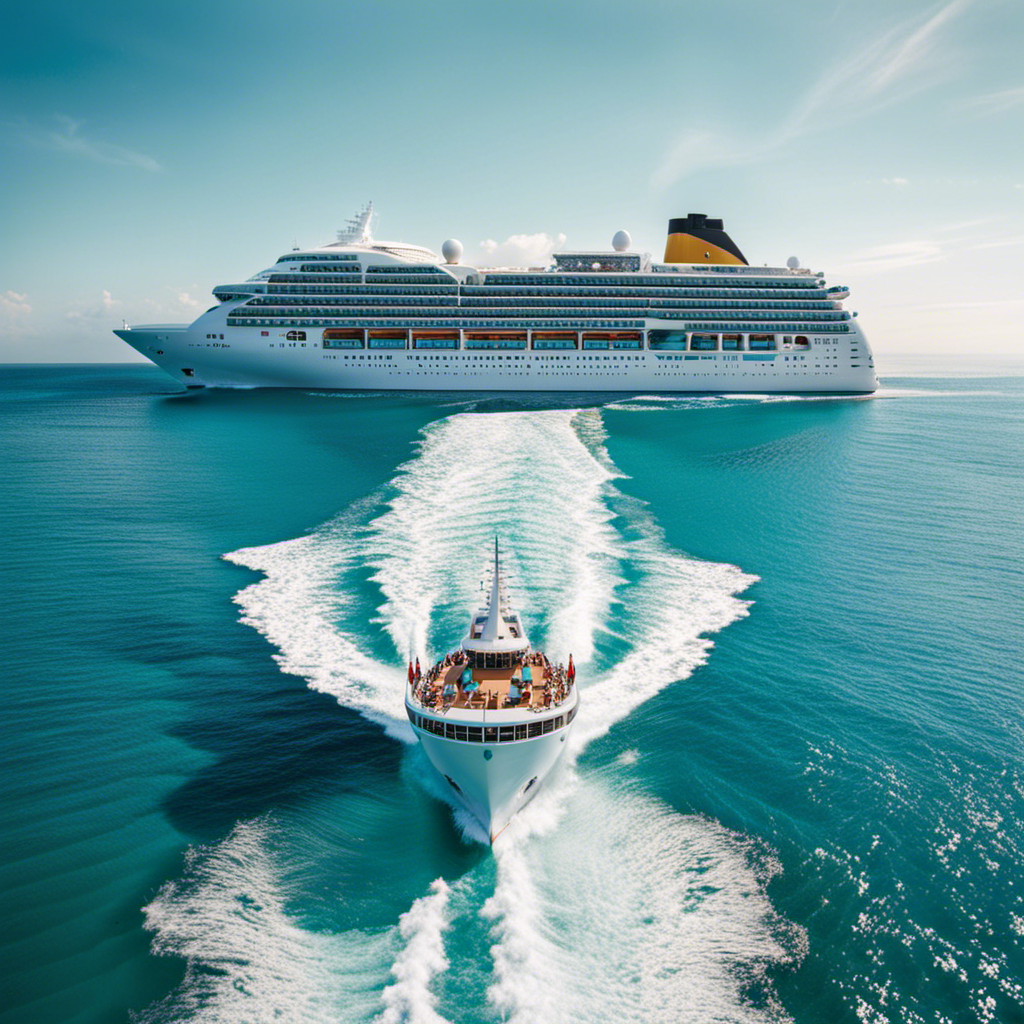 An image showcasing the magnificent Iona cruise ship, gliding through turquoise waters, its sleek white exterior gleaming under the golden sun
