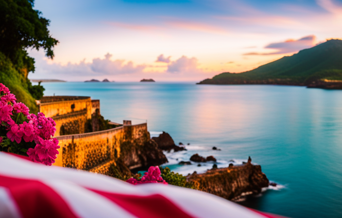 An image that captures the vibrant essence of Puerto Rico, blending its rich history with the colorful tapestry of its culture, mouthwatering cuisine, thrilling adventures, and breathtaking natural beauty