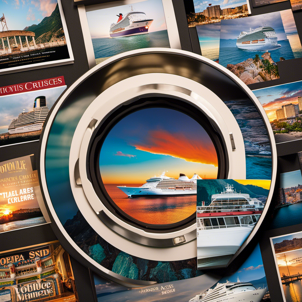 An image showcasing the transformation of Porthole Cruise Magazine over 25 years, depicting a vibrant collage of stunning cruise ship photography, iconic magazine covers, and diverse destinations, capturing the essence of its evolution