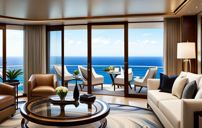 An image showcasing the opulence of the Seven Seas Explorer's lavish suite