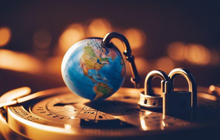 An image showcasing a globe in the center, surrounded by a compass, a padlock symbolizing security, and a key symbolizing hospitality