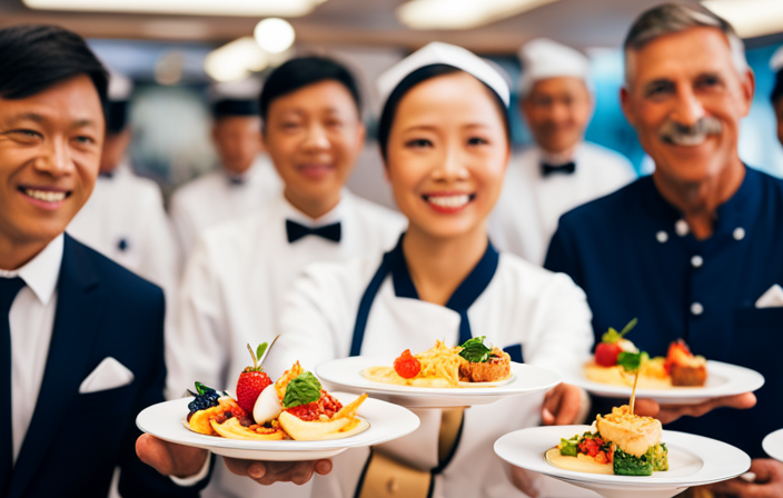 An image showcasing a diverse group of passengers aboard a luxurious AmaWaterways cruise ship, engaged in activities that reflect their ancestral heritage, such as cooking traditional dishes, dancing, and exploring historical landmarks