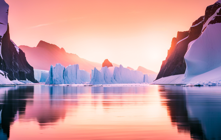 the awe-inspiring majesty of the Arctic as towering glaciers reflect off the crystal-clear waters, while the elegant Crystal Serenity gracefully navigates the untouched Northwest Passage, forging an unforgettable adventure