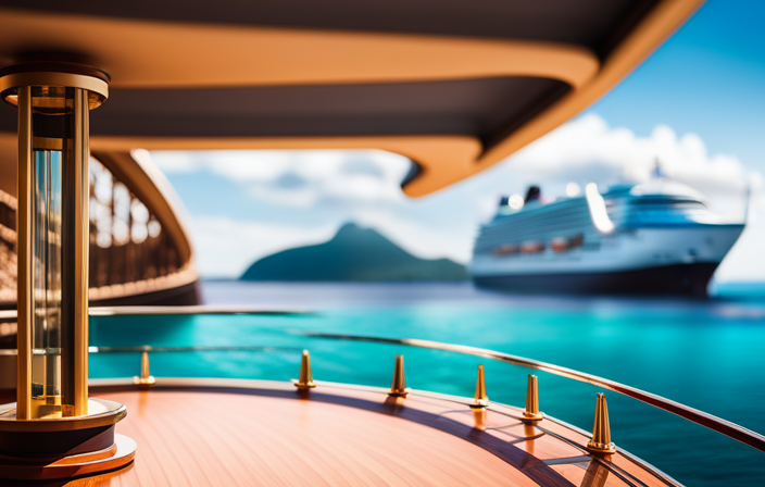 Create an image capturing the awe-inspiring sight of a majestic cruise ship gliding across the turquoise waters, surrounded by breathtaking landscapes, as it embarks on a remarkable repositioning journey to uncover hidden gems and experience unparalleled luxury