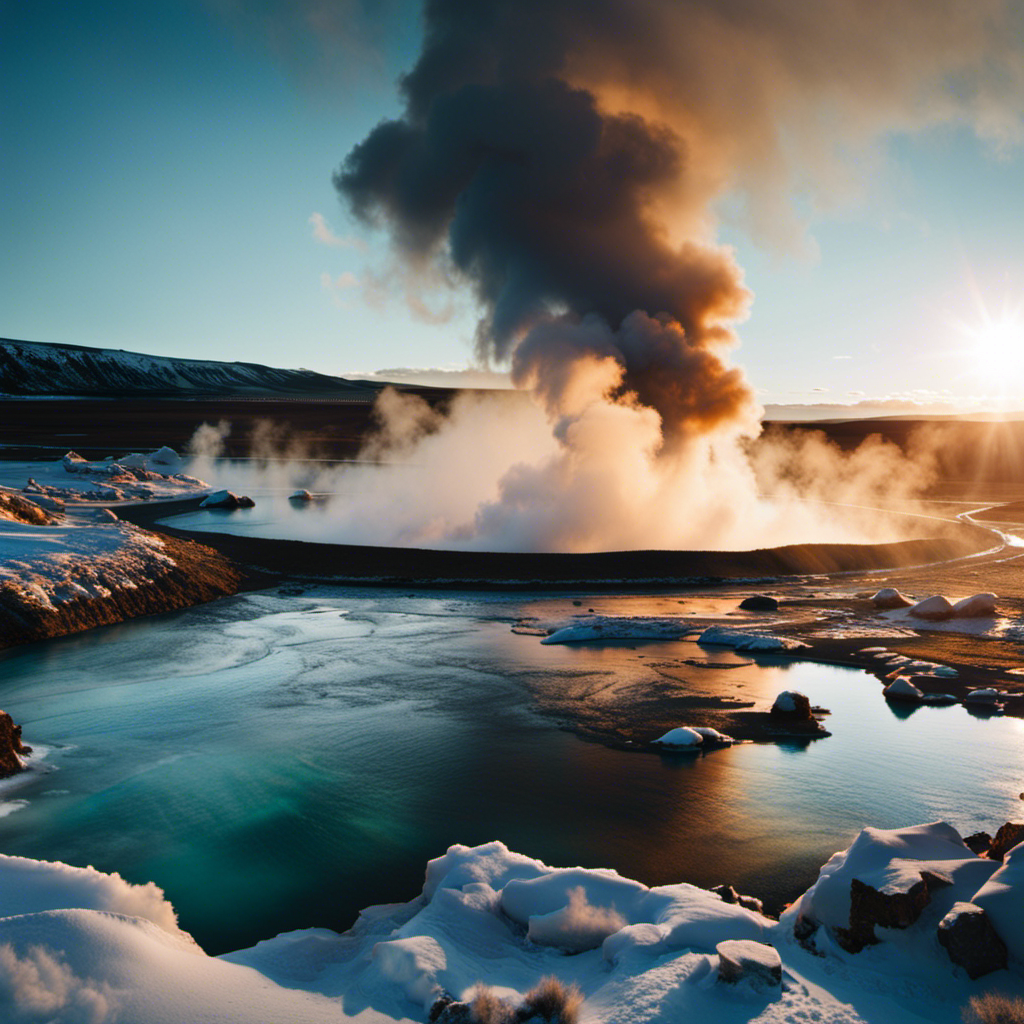 An image capturing the raw power of Iceland's geothermal wonders: steam rising from bubbling hot springs, vibrant hues of mineral-rich geysers, and the ethereal dance of Northern Lights illuminating the geothermal landscape