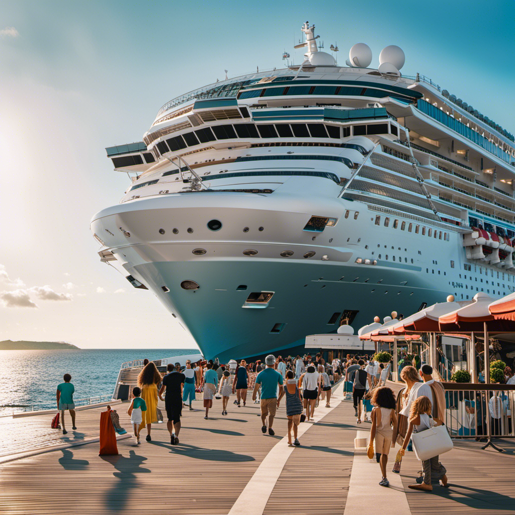 An image that showcases a cruise ship with a clear segregation between vaccinated and unvaccinated passengers, illustrating contrasting mask rules, testing requirements, and diverse shore excursion options