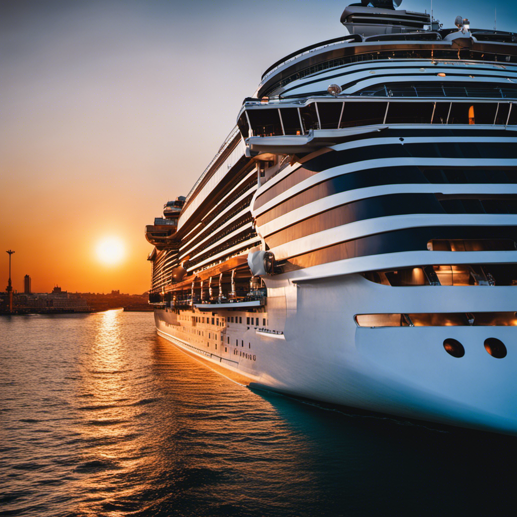 An image capturing the Sun Princess's grandeur: a state-of-the-art ship with sleek, modern design, infused with Italian influences