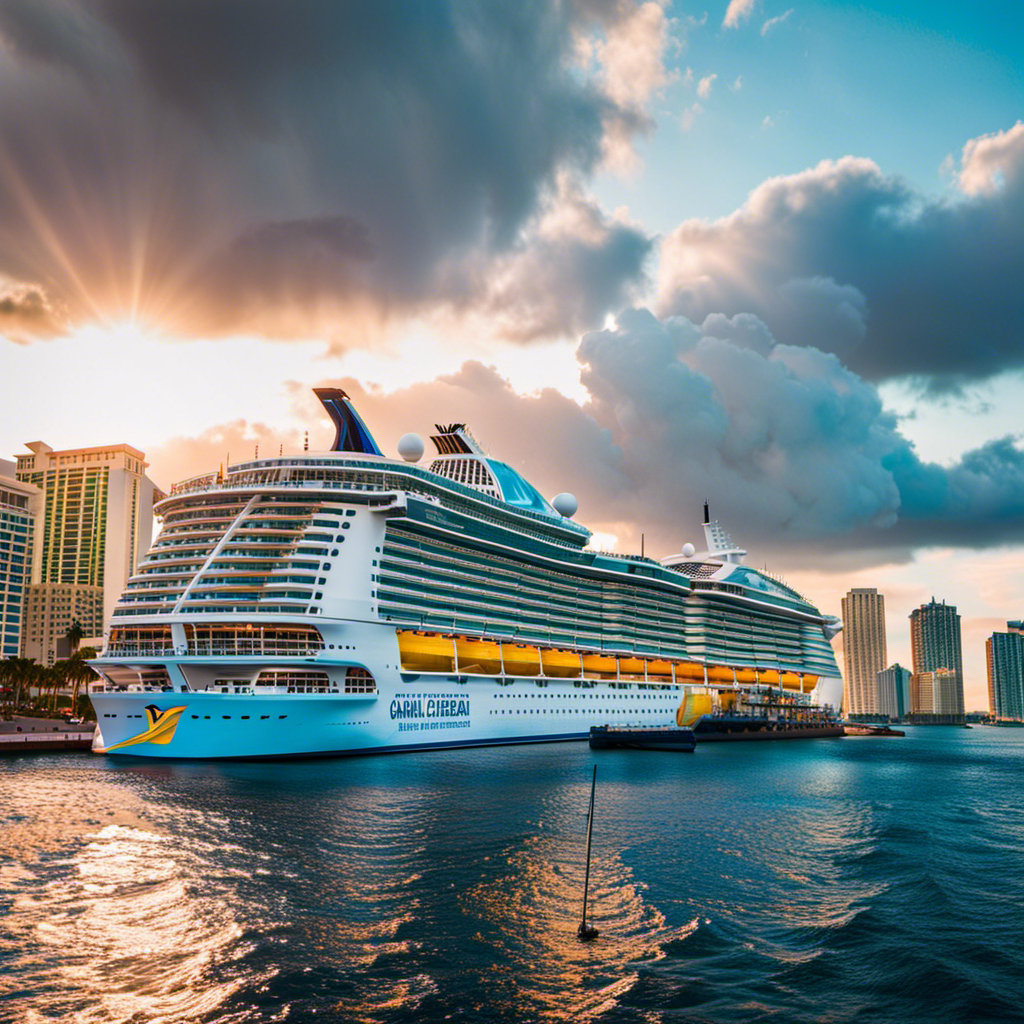 An image capturing the awe-inspiring moment of Royal Caribbean's grand entrance in Fort Lauderdale