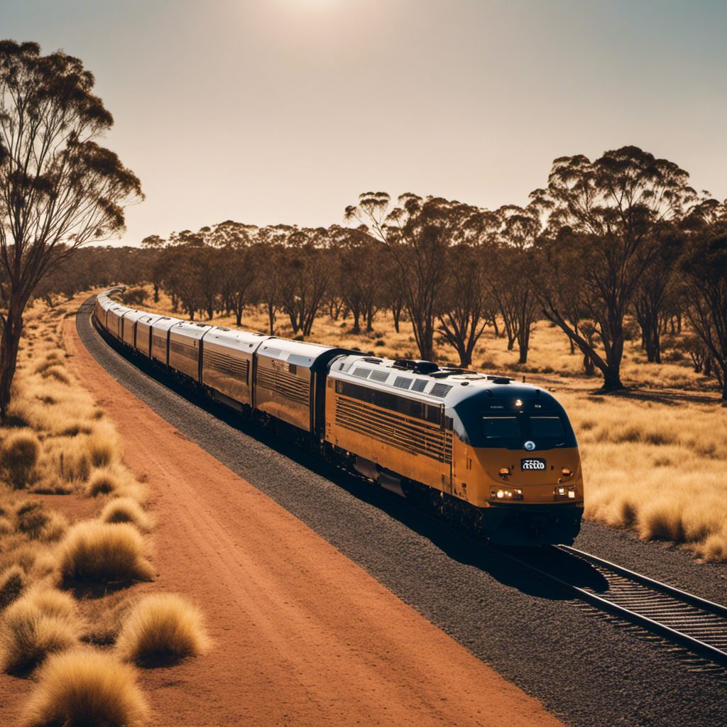 An image showcasing the breathtaking panoramic view from the luxurious Indian Pacific Railway