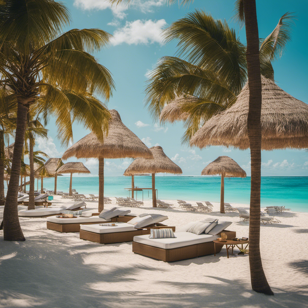 An image showcasing the idyllic Serene Beach Club in Bimini, offered by Virgin Voyages