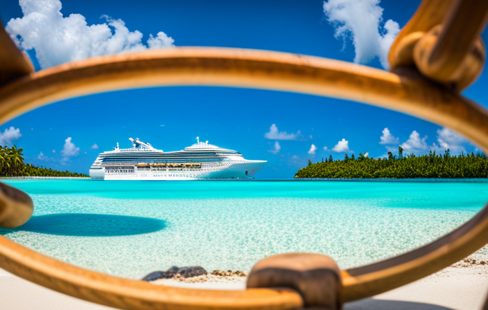 An image showcasing a vibrant tropical island surrounded by crystal-clear turquoise waters, adorned with pristine white sandy beaches