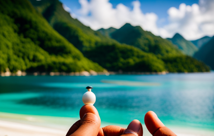 An image showcasing the breathtaking beauty of St Lucia's pristine turquoise waters, framed by lush green mountains