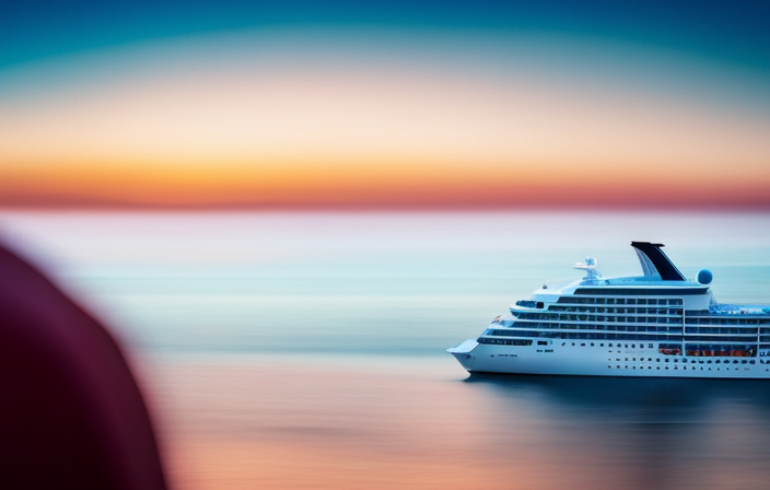 the serenity of the boundless ocean, a majestic cruise ship gliding on calm turquoise waters