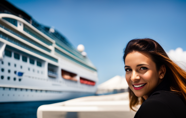 A captivating image showcasing the magnificent Norwegian cruise ship, filled with vibrant colors and an array of luxurious amenities; from the towering decks and pristine swimming pools to the elegant restaurants and glamorous entertainment venues