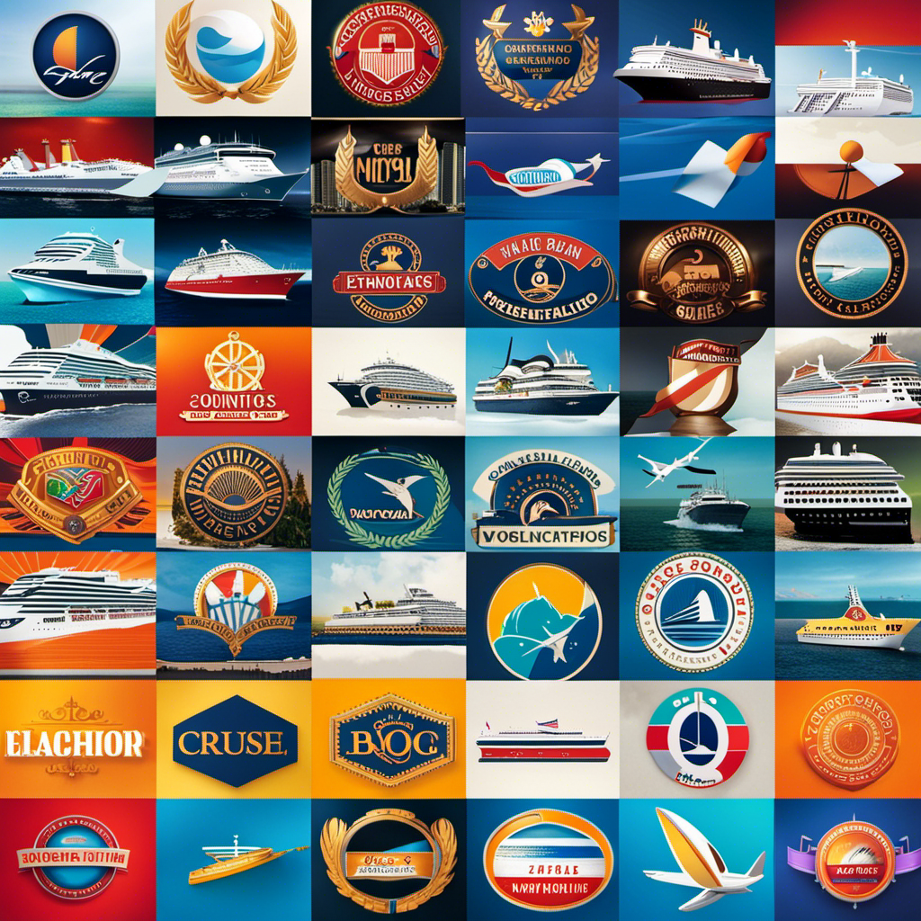 An image showcasing a vibrant collage of recognizable cruise line logos, highlighting those that do not require vaccination