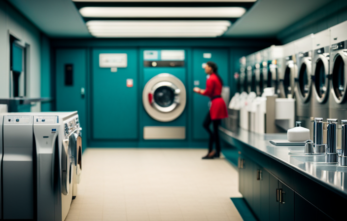 An image showcasing a cruise ship's self-serve laundry facilities