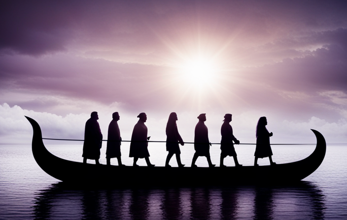 An image that showcases the intertwined silhouettes of diverse individuals from different backgrounds, holding hands and standing atop a Viking longship, symbolizing collective ownership and the global community behind Viking Cruise Line