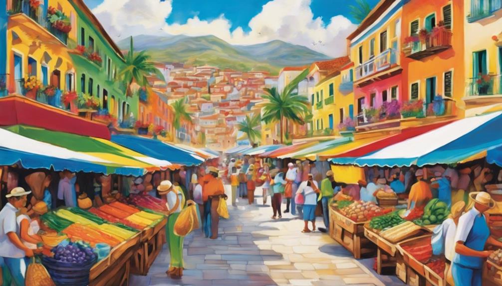 colorful markets and shopping