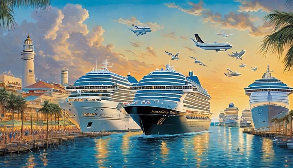 modern cruise ships anchored