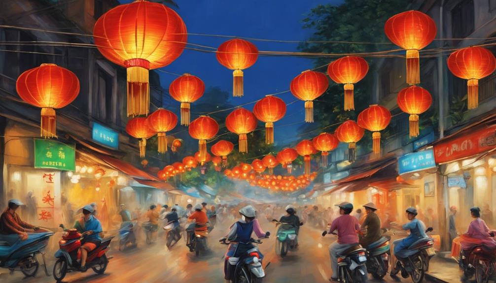 vibrant streets in hanoi