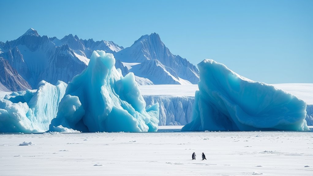 antarctic landmarks and wildlife