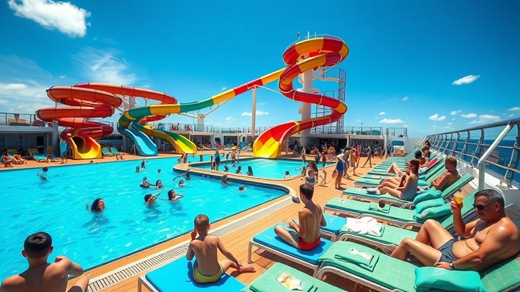 pool access with water slides