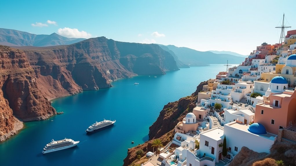 santorini s iconic volcanic scenery