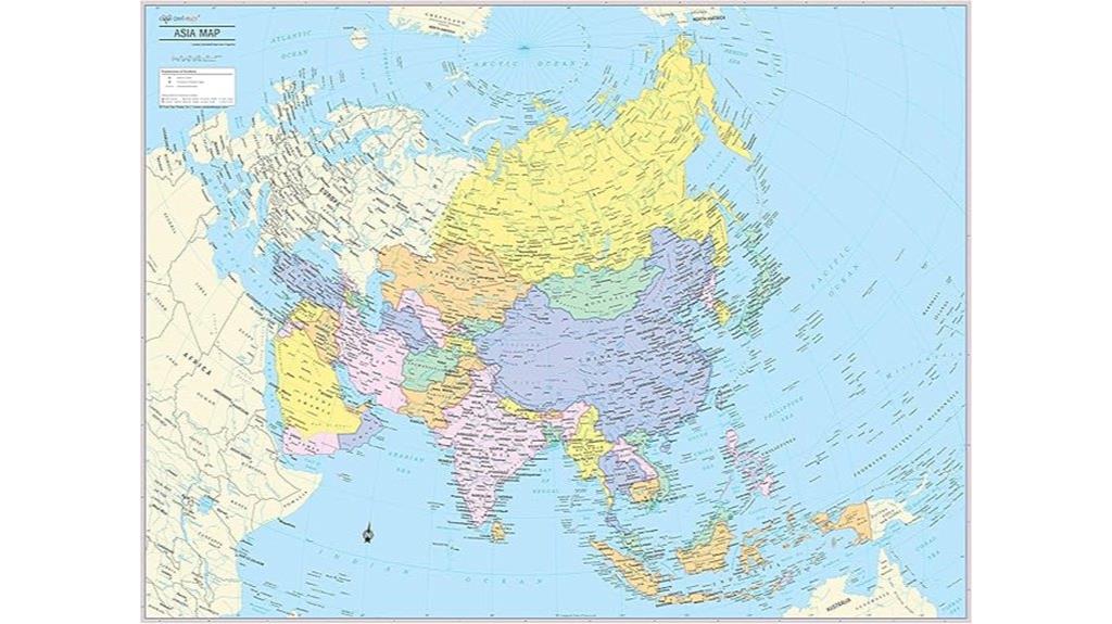 asia continent wall map