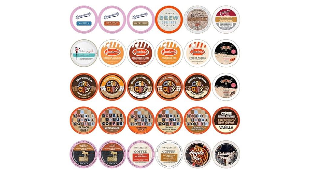 assorted flavored coffee pods