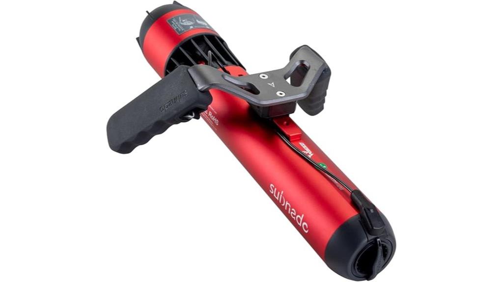 black and red underwater scooter
