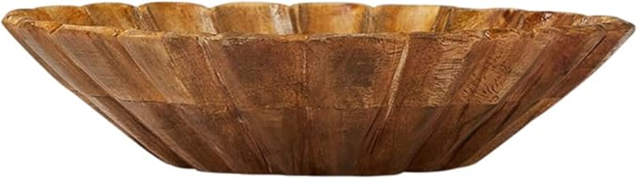 boho wooden scalloped bowl