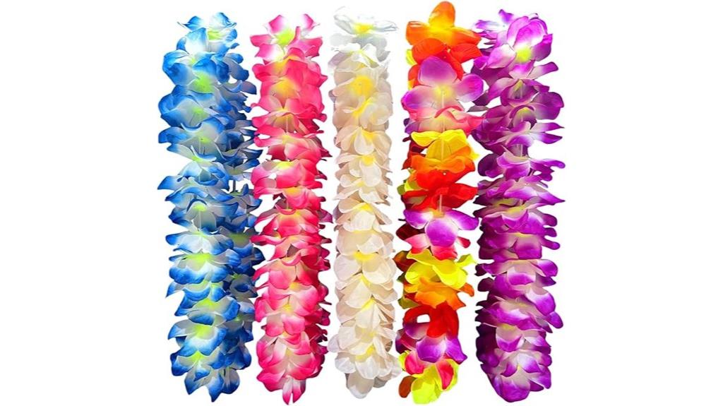 bright hawaiian flower leis