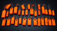 bright orange marine safety whistles