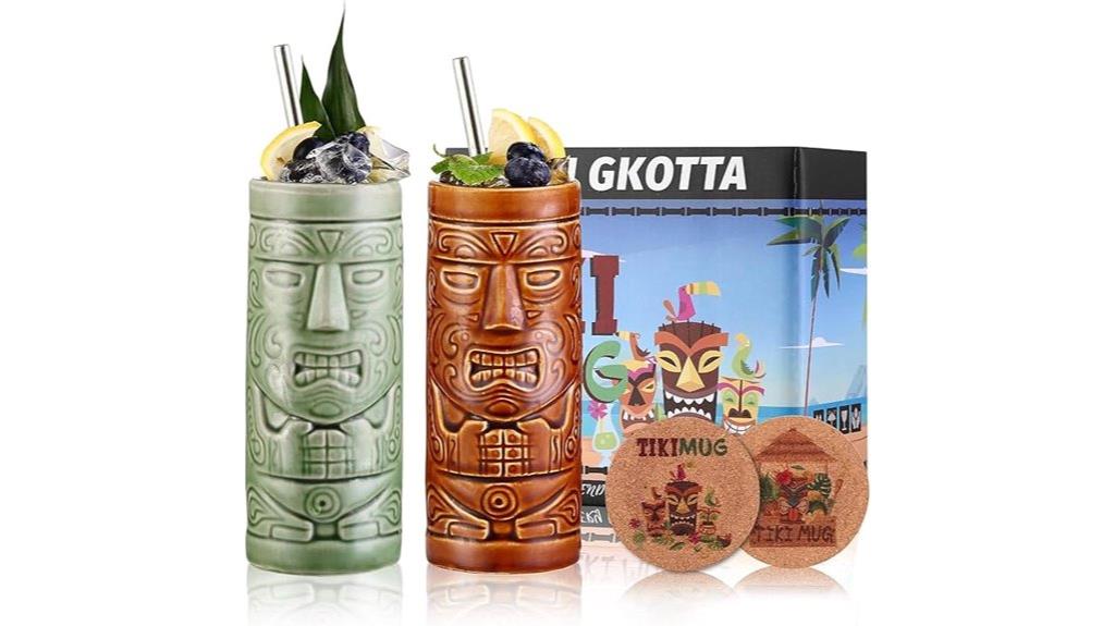 ceramic tiki cocktail mugs