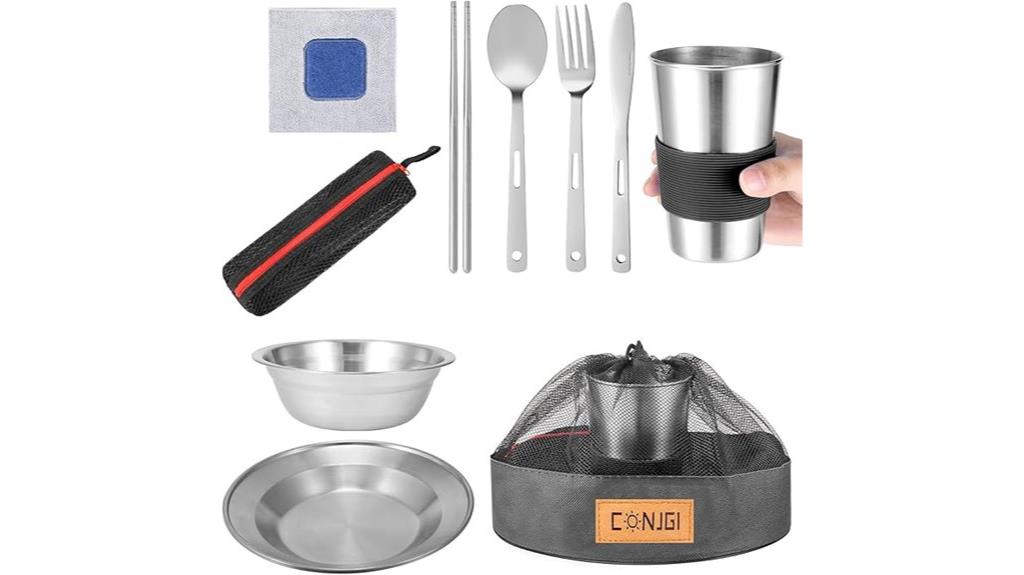 compact camping dinnerware set