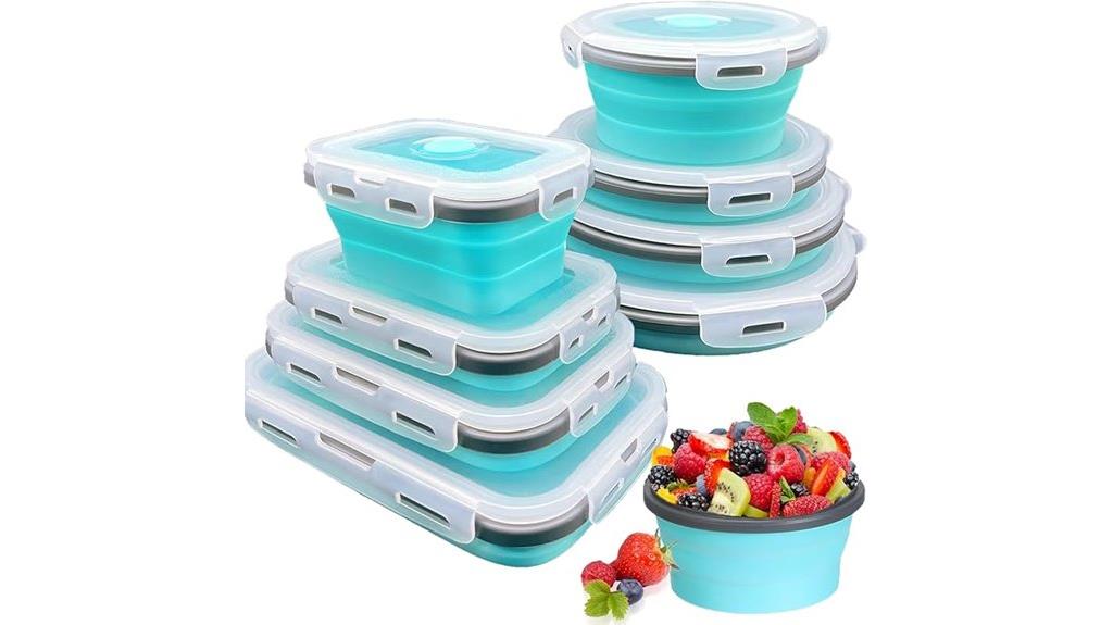 eight collapsible containers