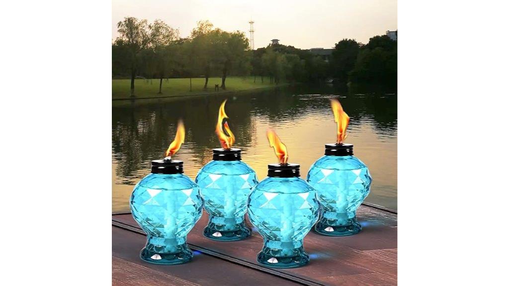 glass patio torch sets