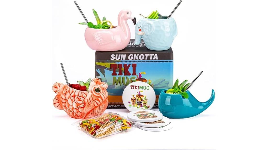 hawaiian tiki mug set