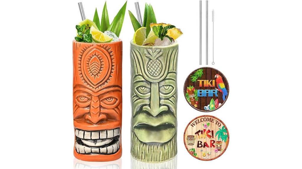 hawaiian tiki mug set