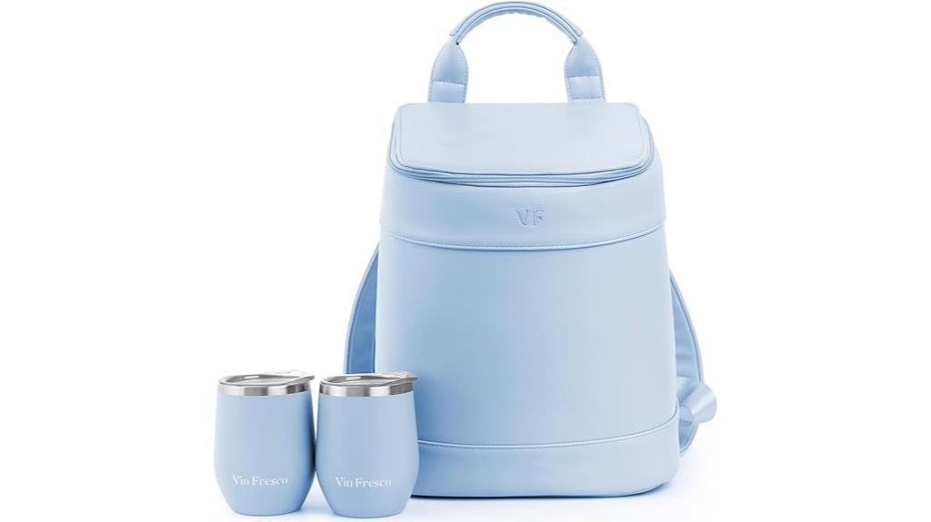 insulated cooler backpack with wine tumblers