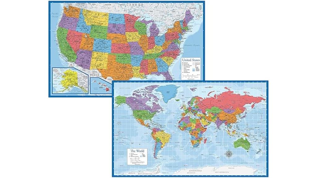 laminated us world maps