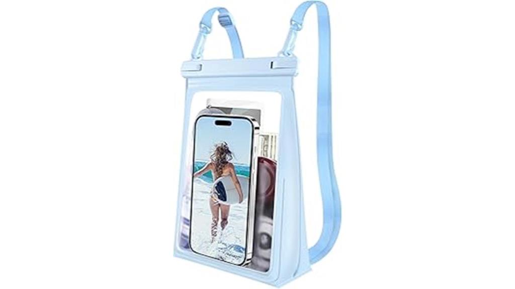 light blue waterproof phone pouch