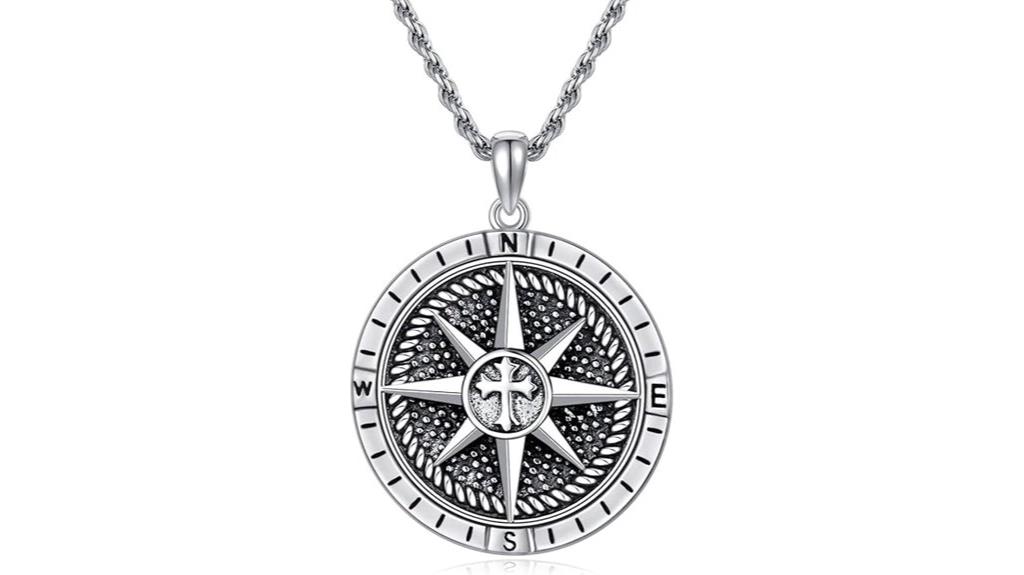 men s sterling silver compass necklace