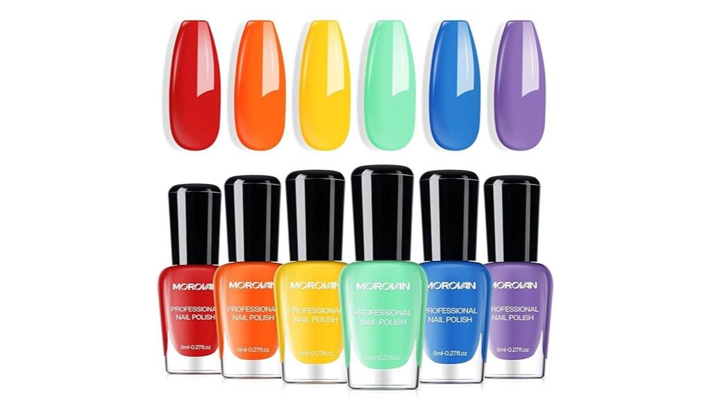 neon rainbow nail polish